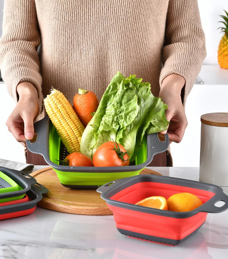 Faltbarer Gemüse- und Obstkorb – Klappbares Sieb & Abtropfkorb